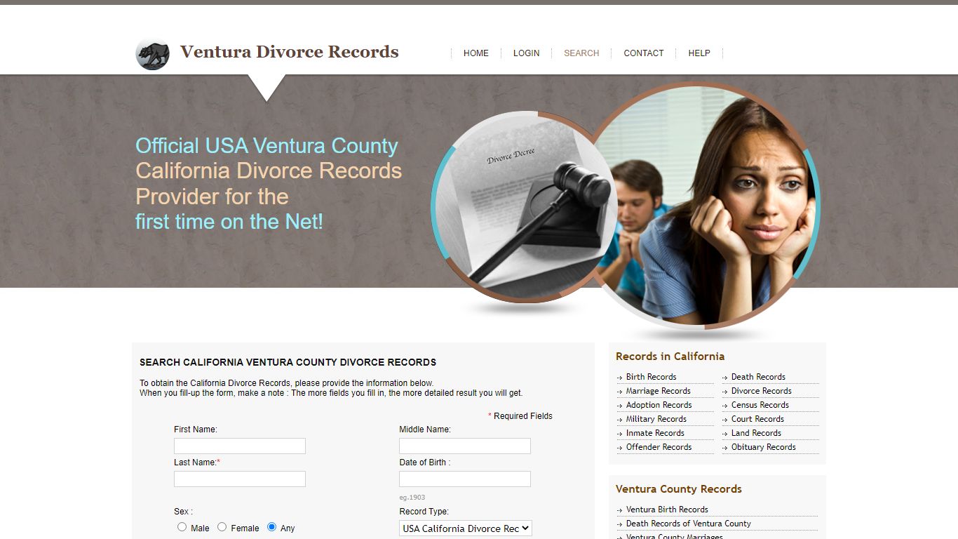 Search California Ventura County Divorce Records